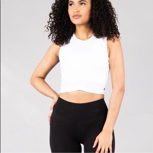 BuffBunny White Knotty Crop Tank S Small